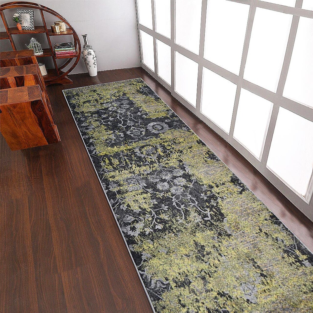 Edge Collections - 3'2'' x 10' - Gray - Contemporary Tree Form Runner Area Rug - 1 Piece